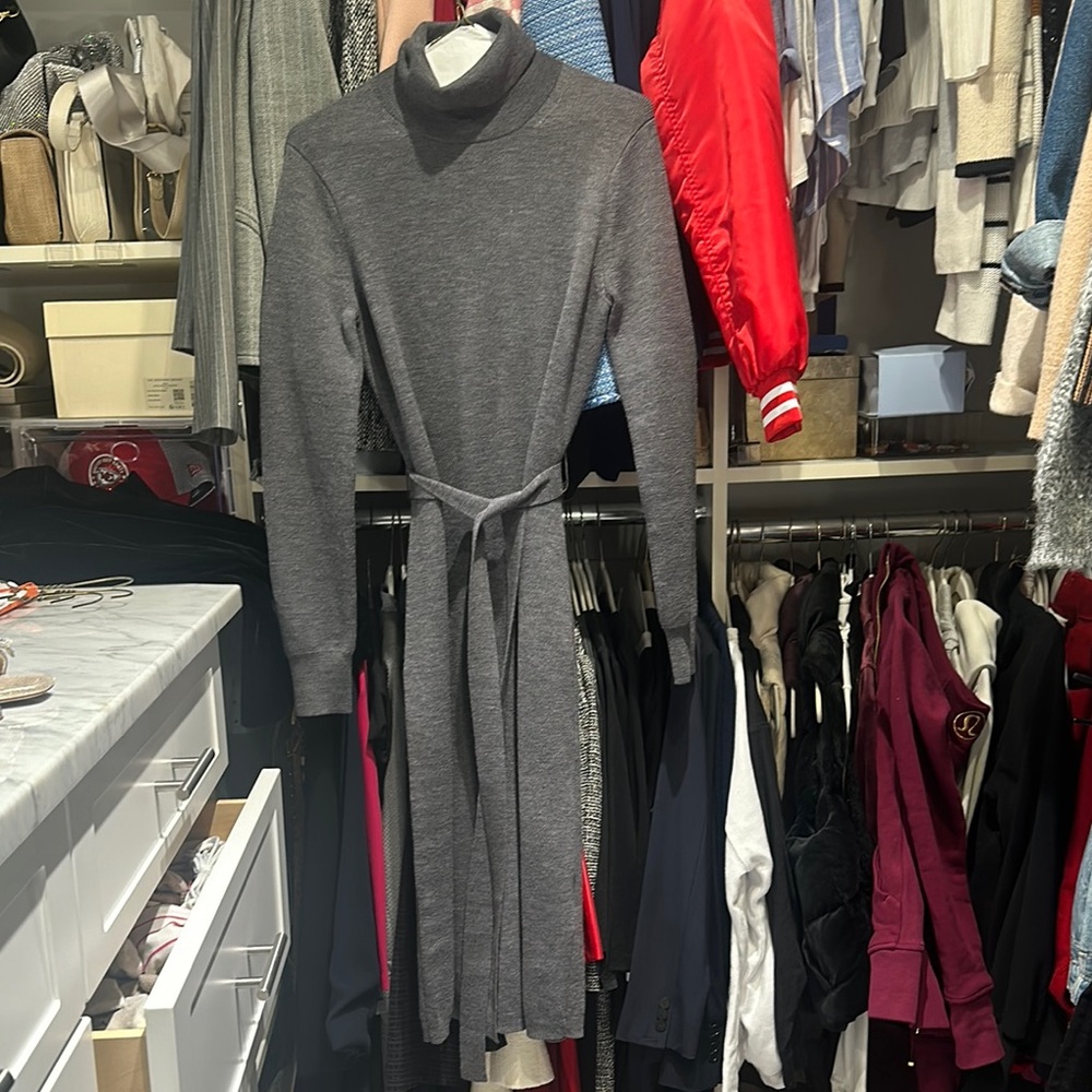 Gray Turtleneck Sweater Dress